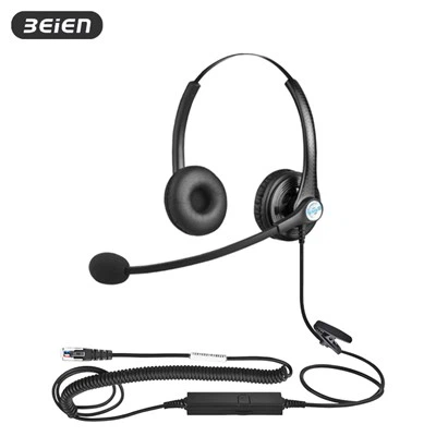 Divas auss vadu vadu zvanu centra RJ9 austiņas ar mikrofonu